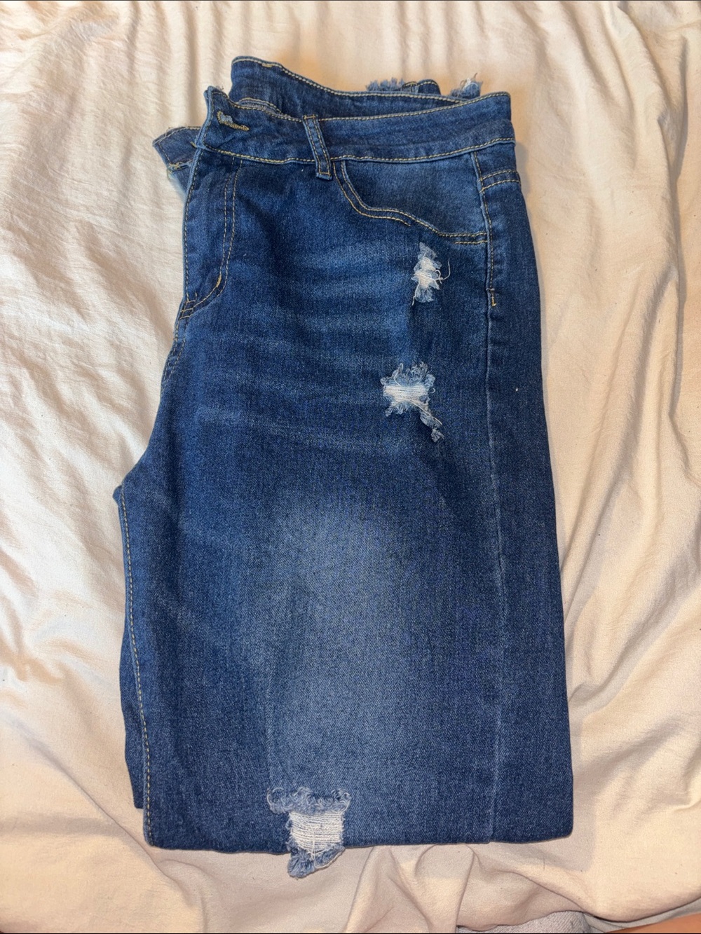 Women's Skinny Distressed Dark Blue Jeans
